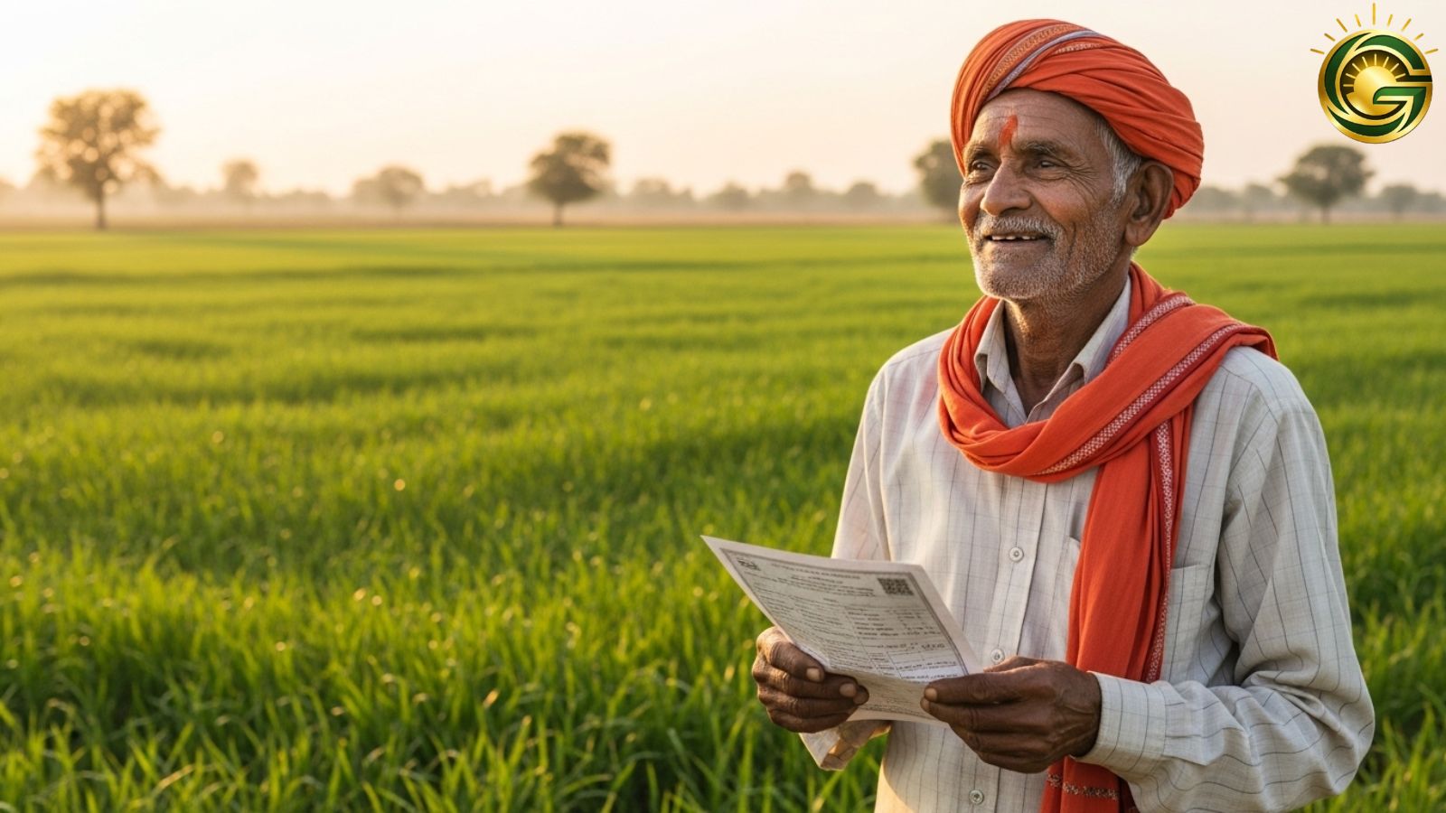 A happy farmer in Gujarat after receiving news of land act extension.