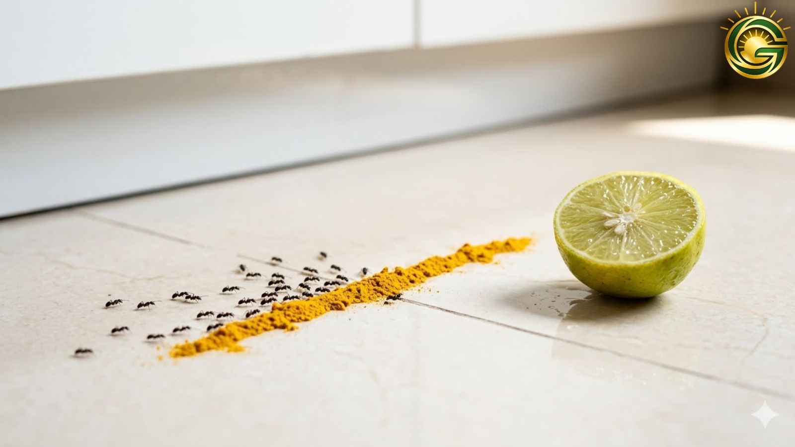 Effective application of Ant Removal Home Remedies using turmeric and lemon.