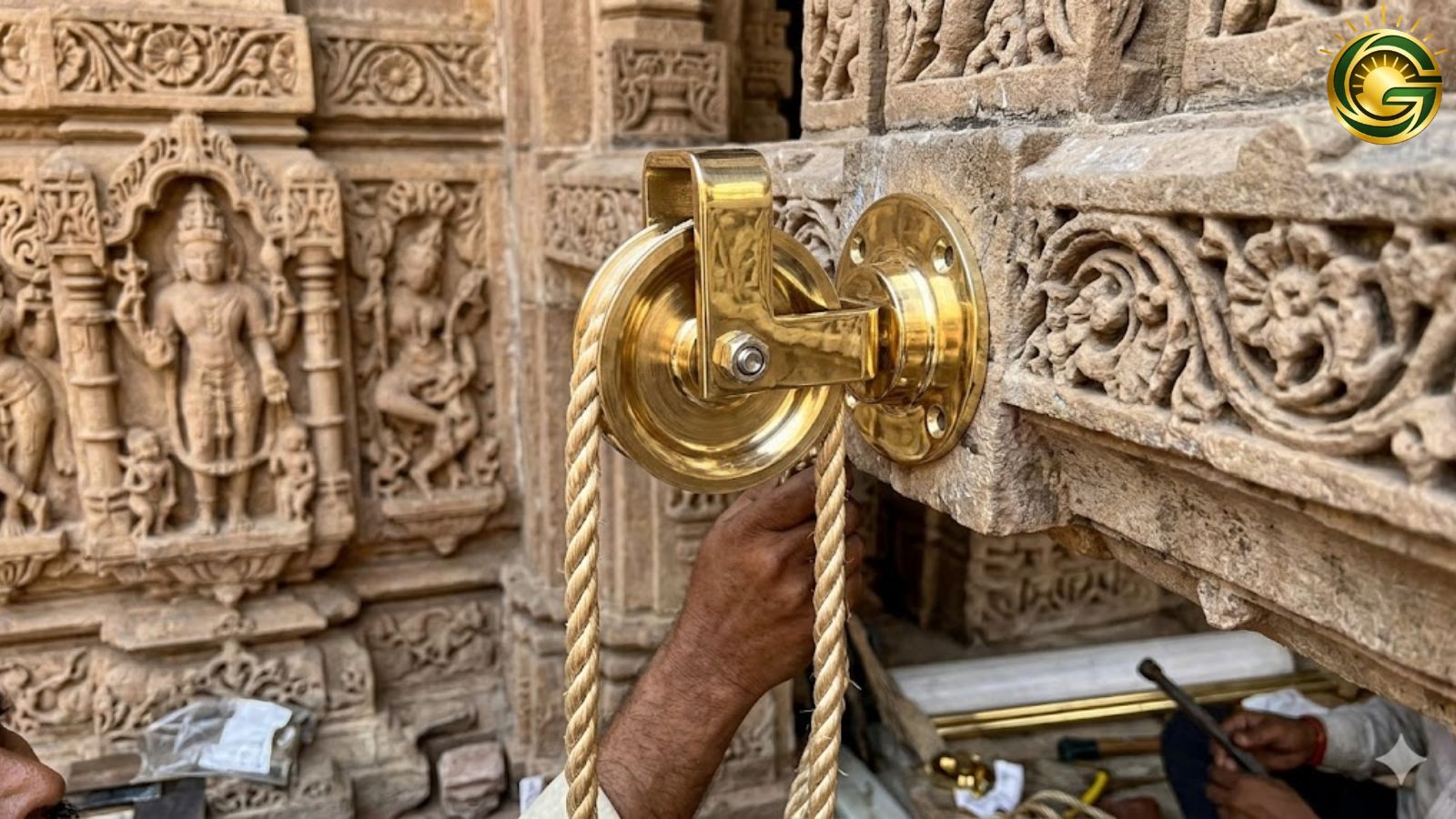 dakor temple new pulley system For Flag Hosting on top of the dakor temple