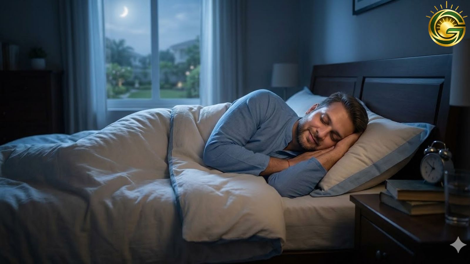 Healthy person enjoying deep sleep due to night walking habits.