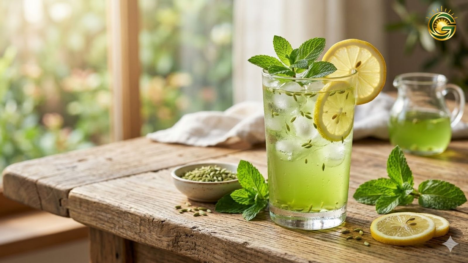 A refreshing glass of fennel seeds syrup for Fennel Seeds Syrup Benefits.