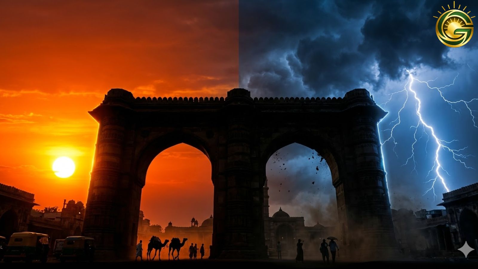 Rain falling while the temperature shows 42 degrees, depicting the shock of unseasonal rain.