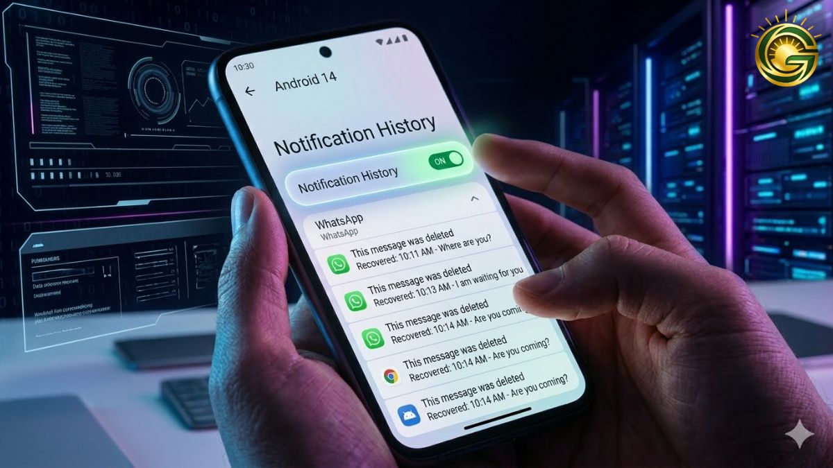 સ્માર્ટફોનના સેટિંગમાં 'Notification History' ઓન કરવાની પ્રક્રિયા.