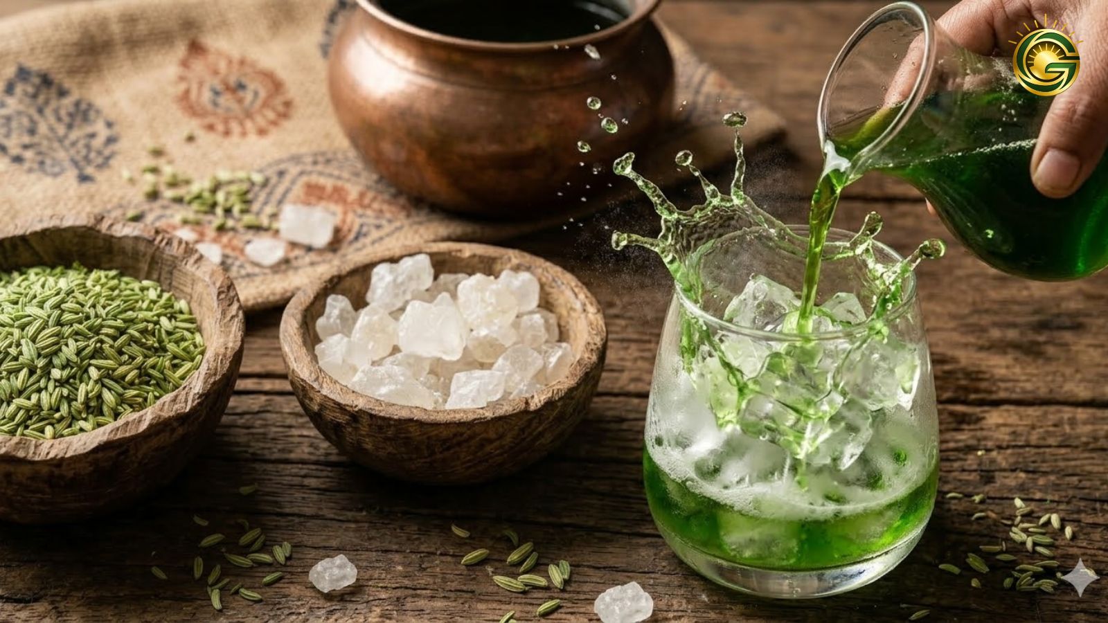 Preparing refreshing drink to get Fennel Seeds Syrup Benefits.