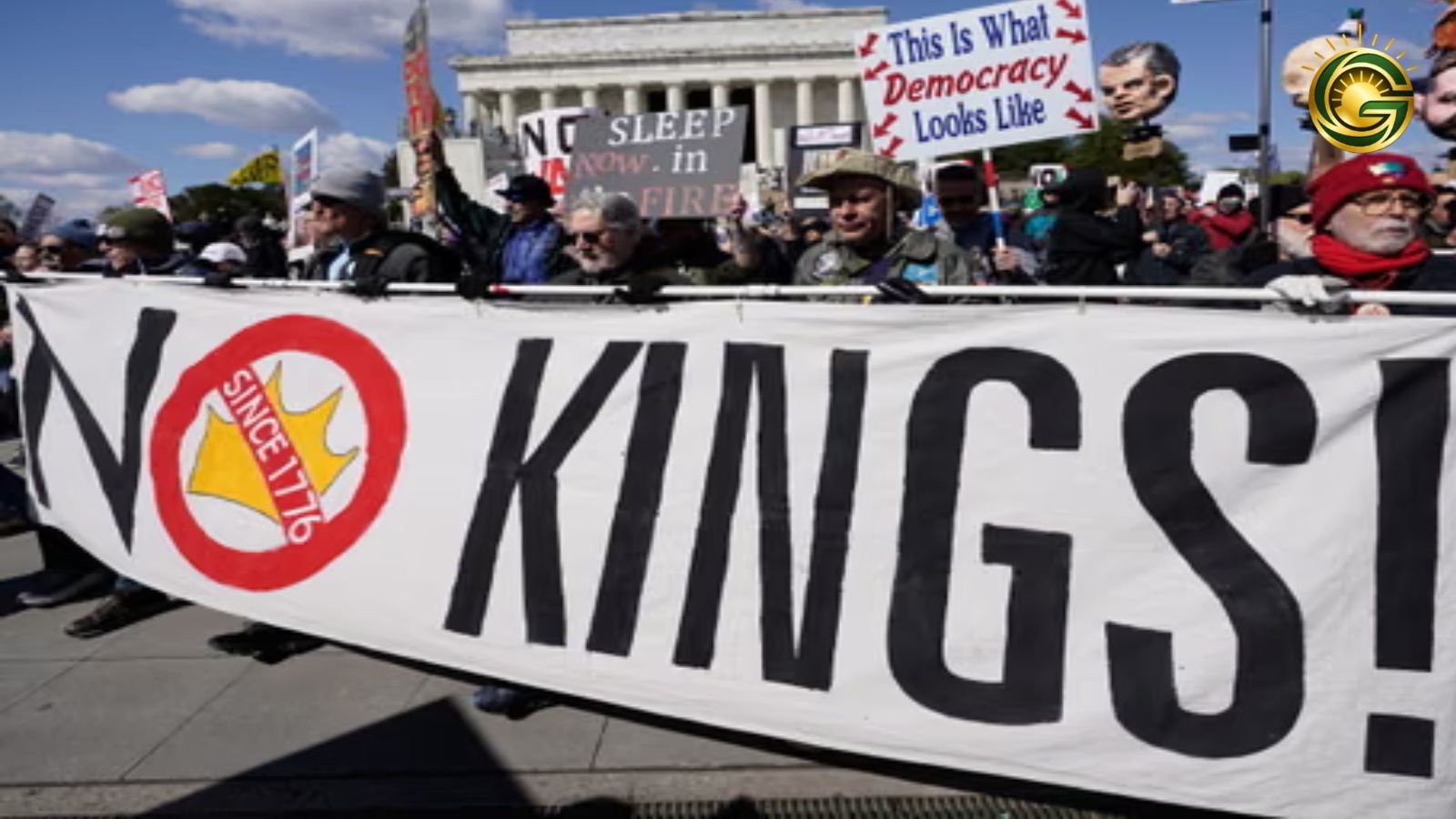 Thousands of people protesting against Donald Trump in USA under No Kings movement.