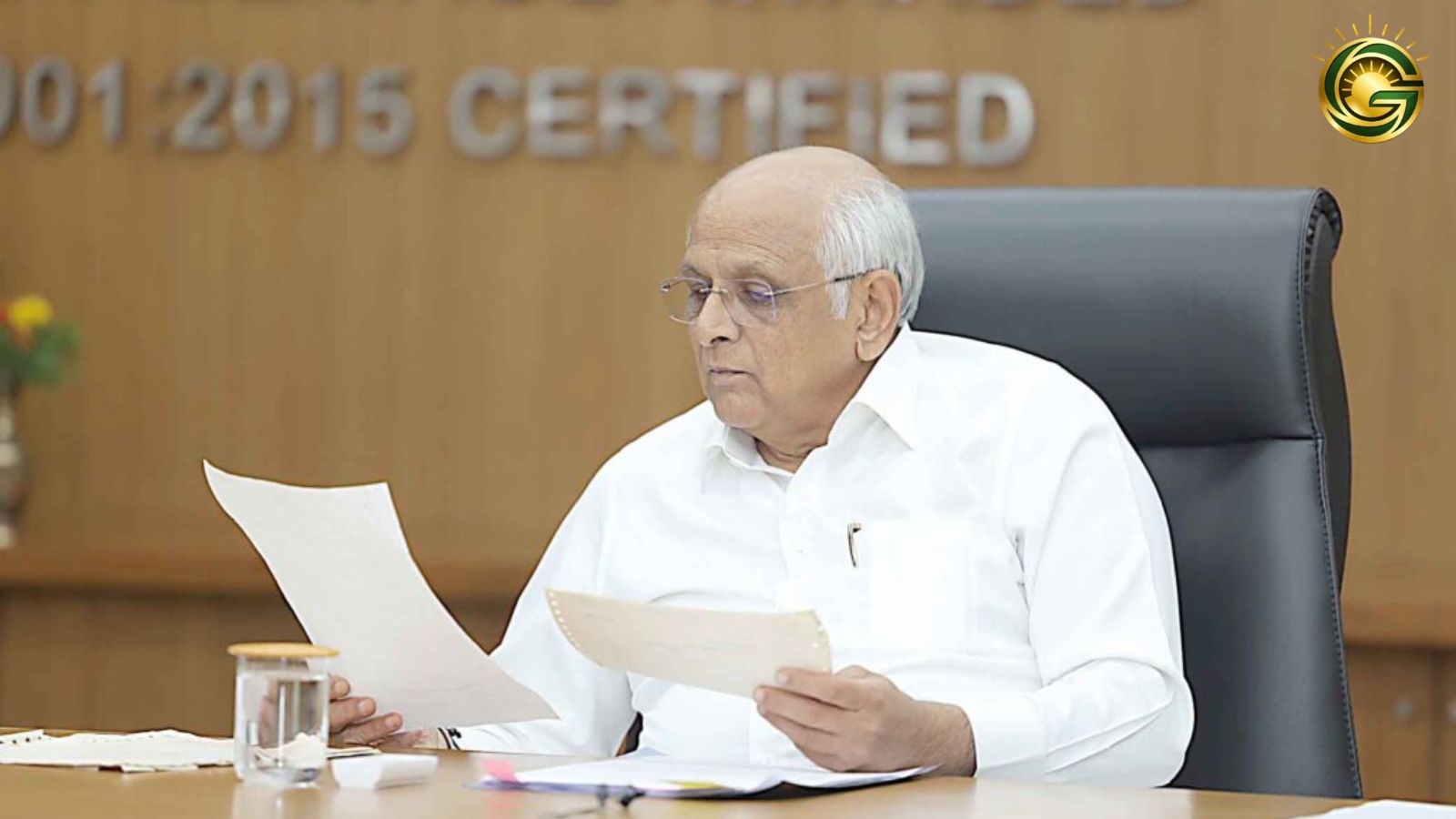 CM Bhupendra Patel with Gujarat Assembly and scale of justice for UCC Bill 2026.