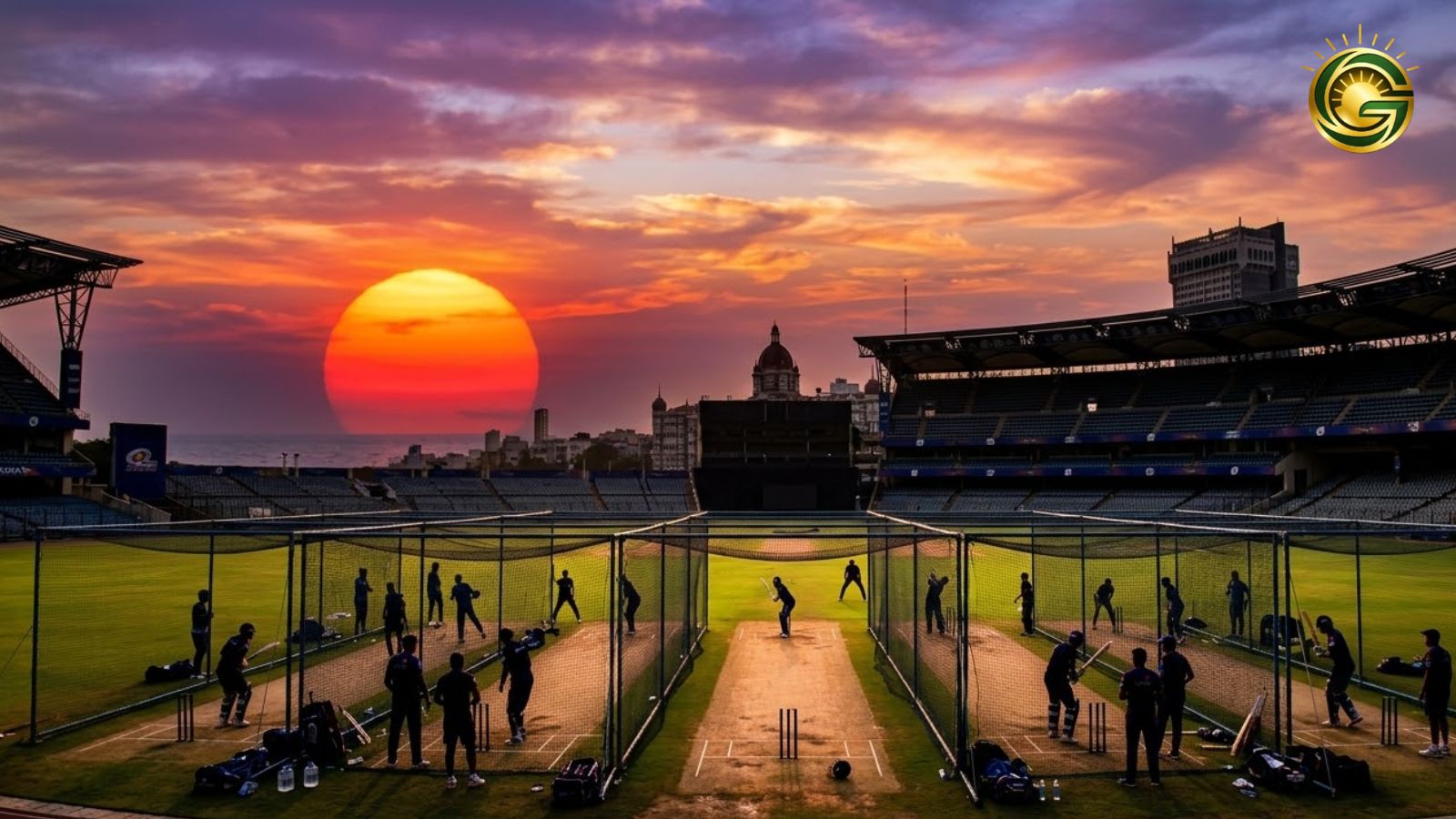 Mumbai Indians team practice session at Wankhede Stadium Mumbai.