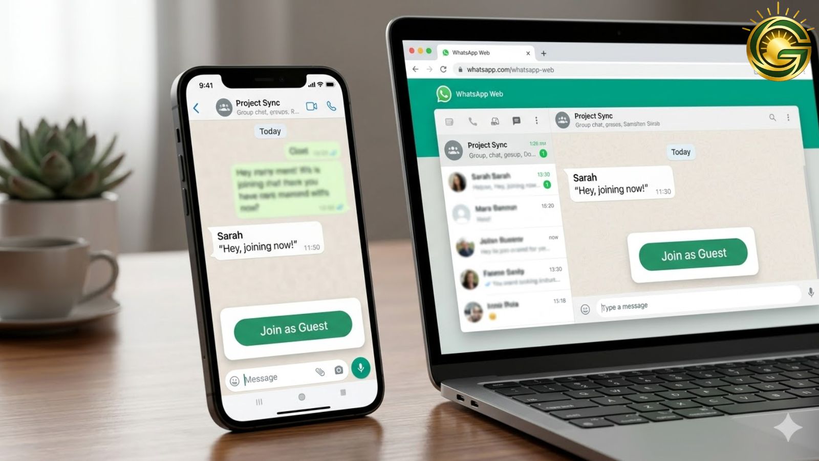 WhatsApp Guest Chats feature interface on mobile and web.