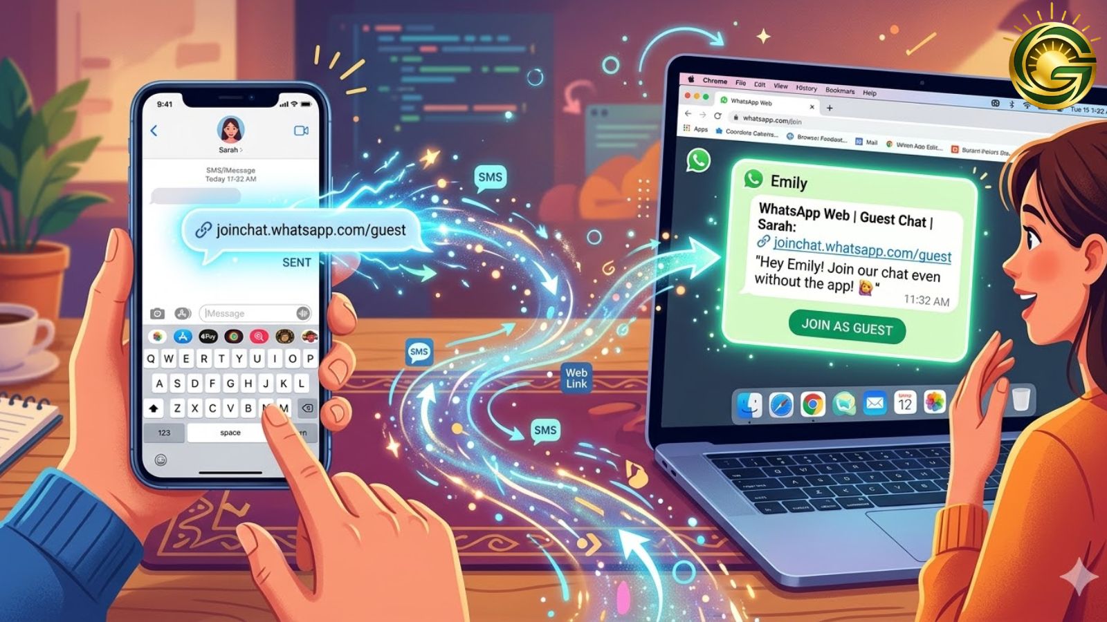 Sending WhatsApp Guest Chats invite link via SMS.
