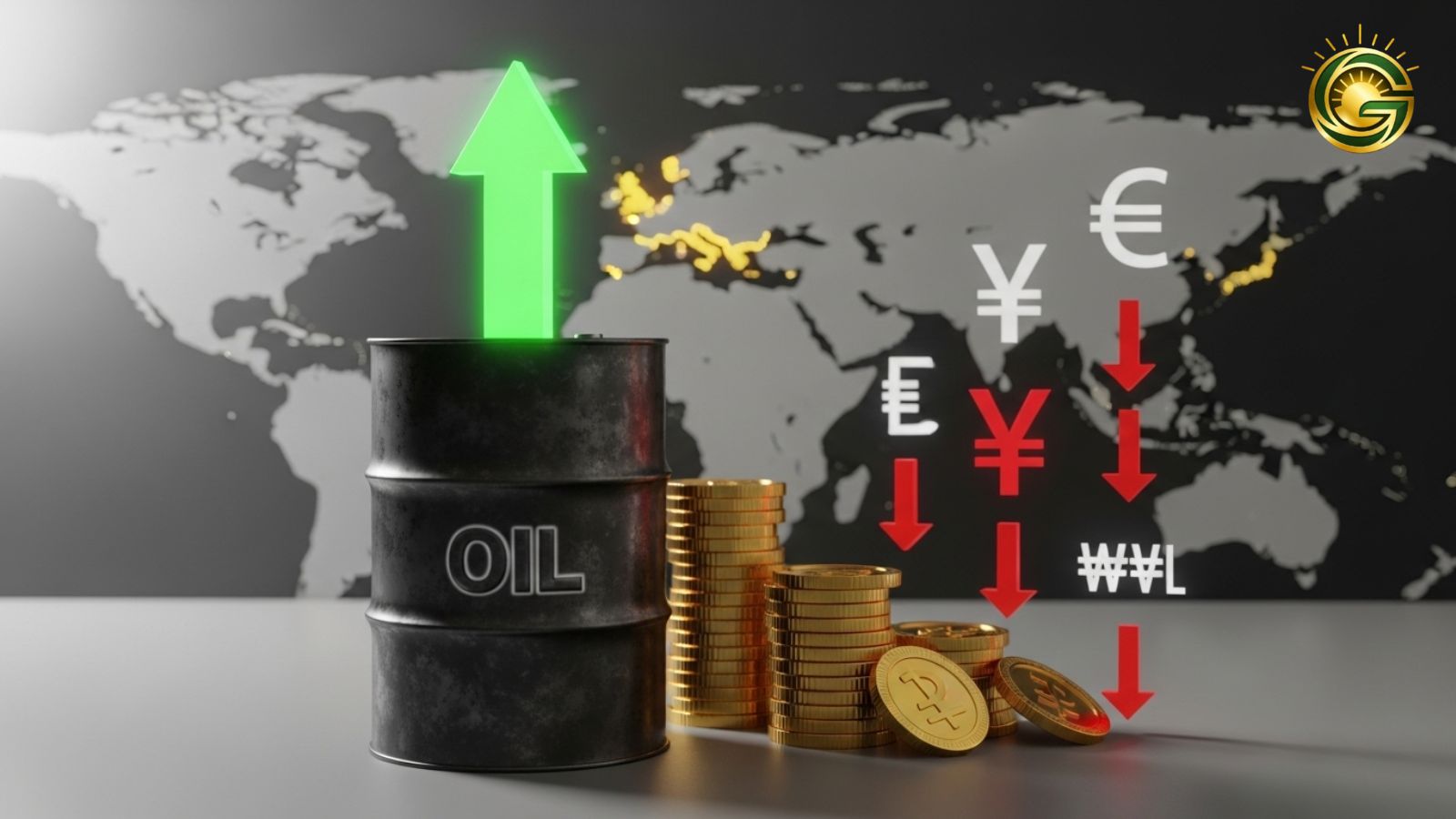 Crude oil prices surge while global stock markets fall due to geopolitical tensions.