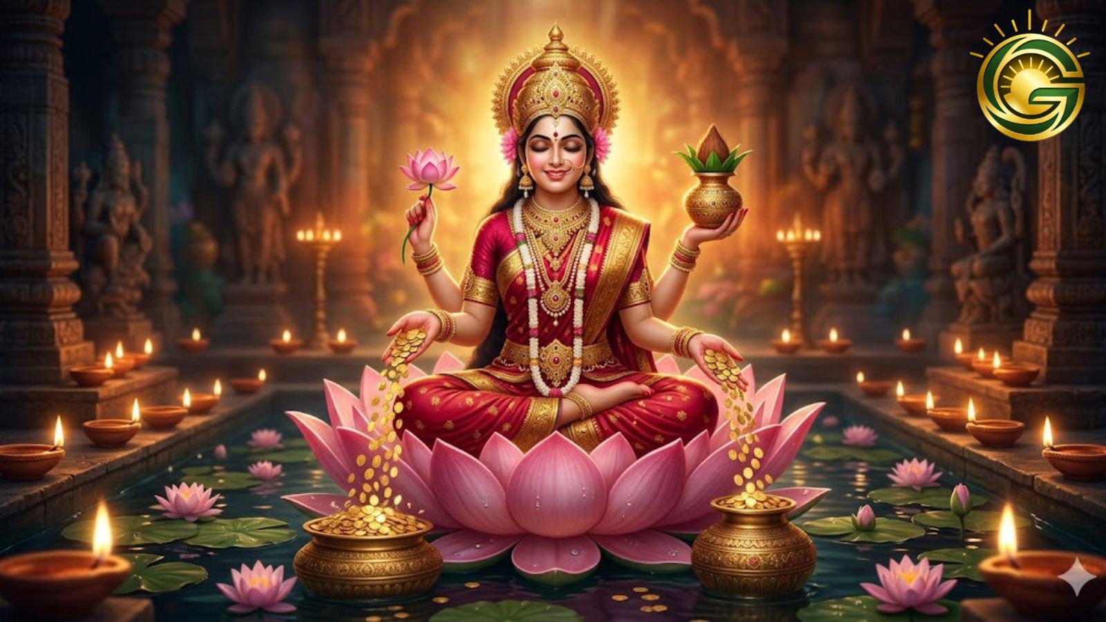 Goddess Lakshmi granting wealth and prosperity
