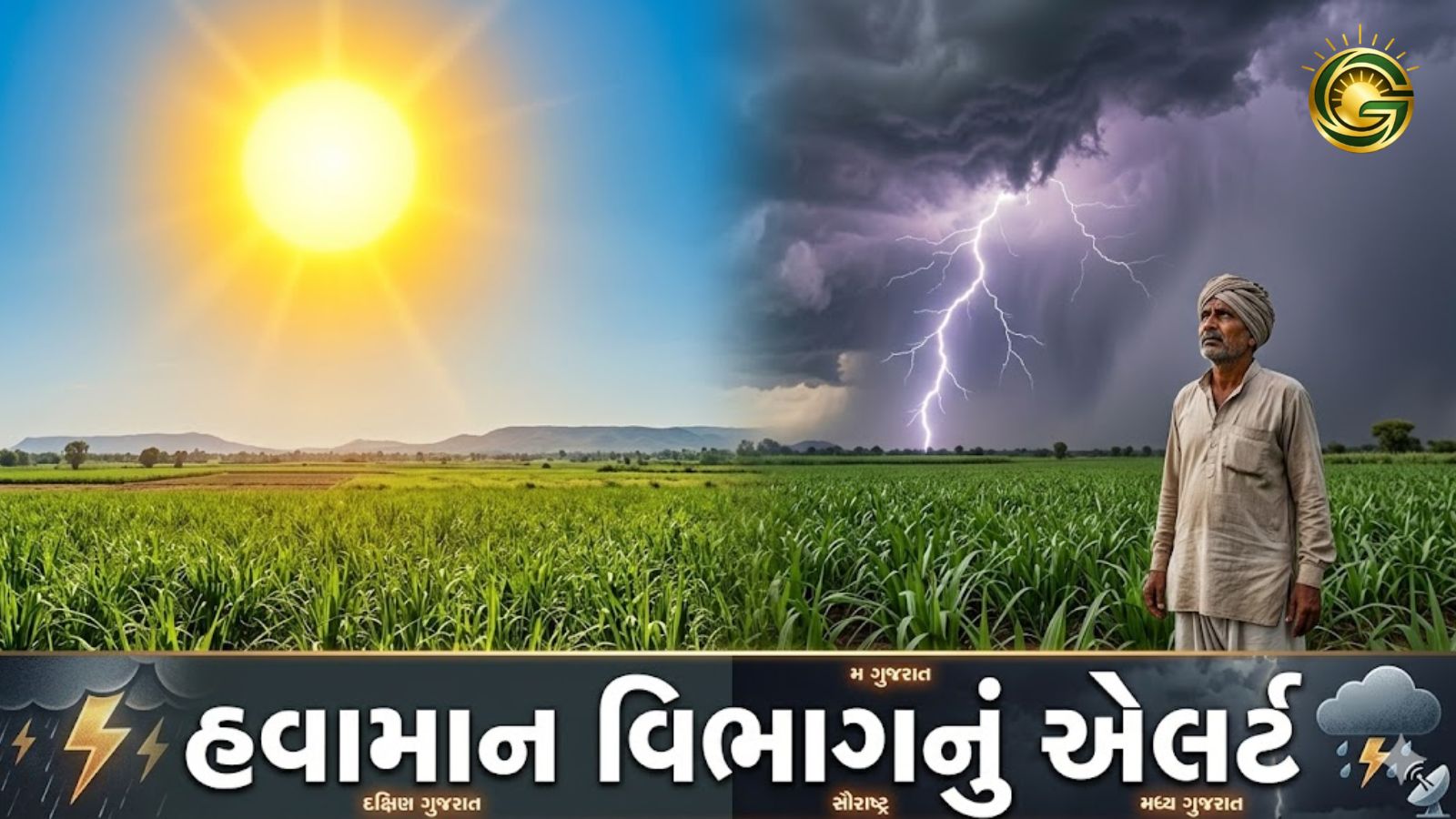 Heavy unseasonal rain and stormy weather alert for farmers in Gujarat.