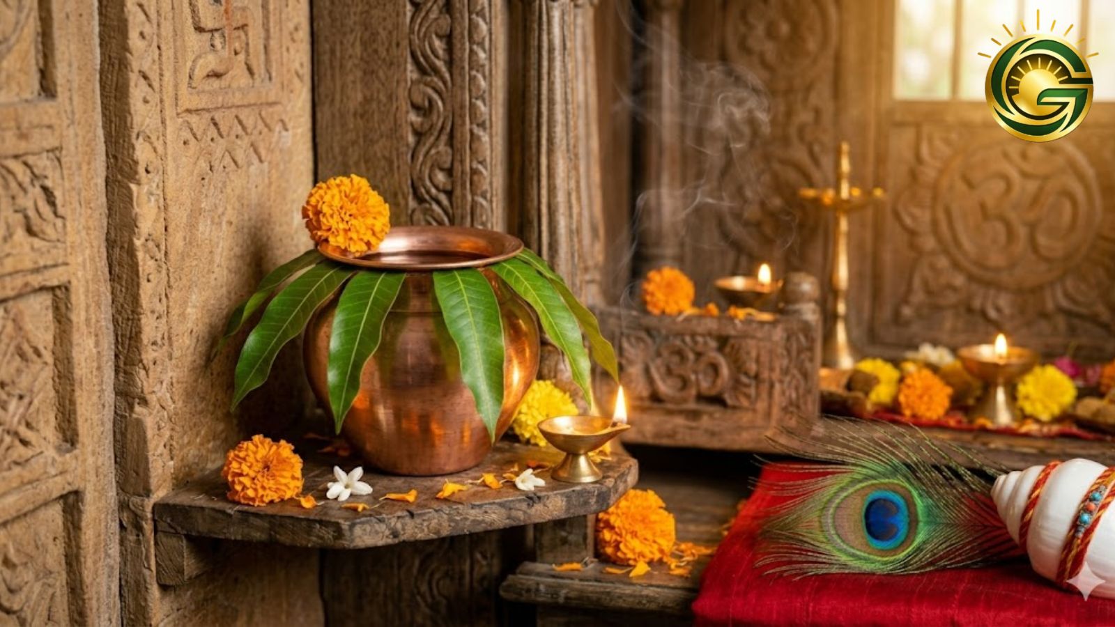 Holy water Kalash in home temple for purity