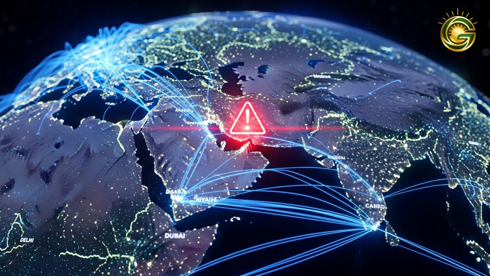 Map showing India's internet traffic passing through the vulnerable Red Sea route.