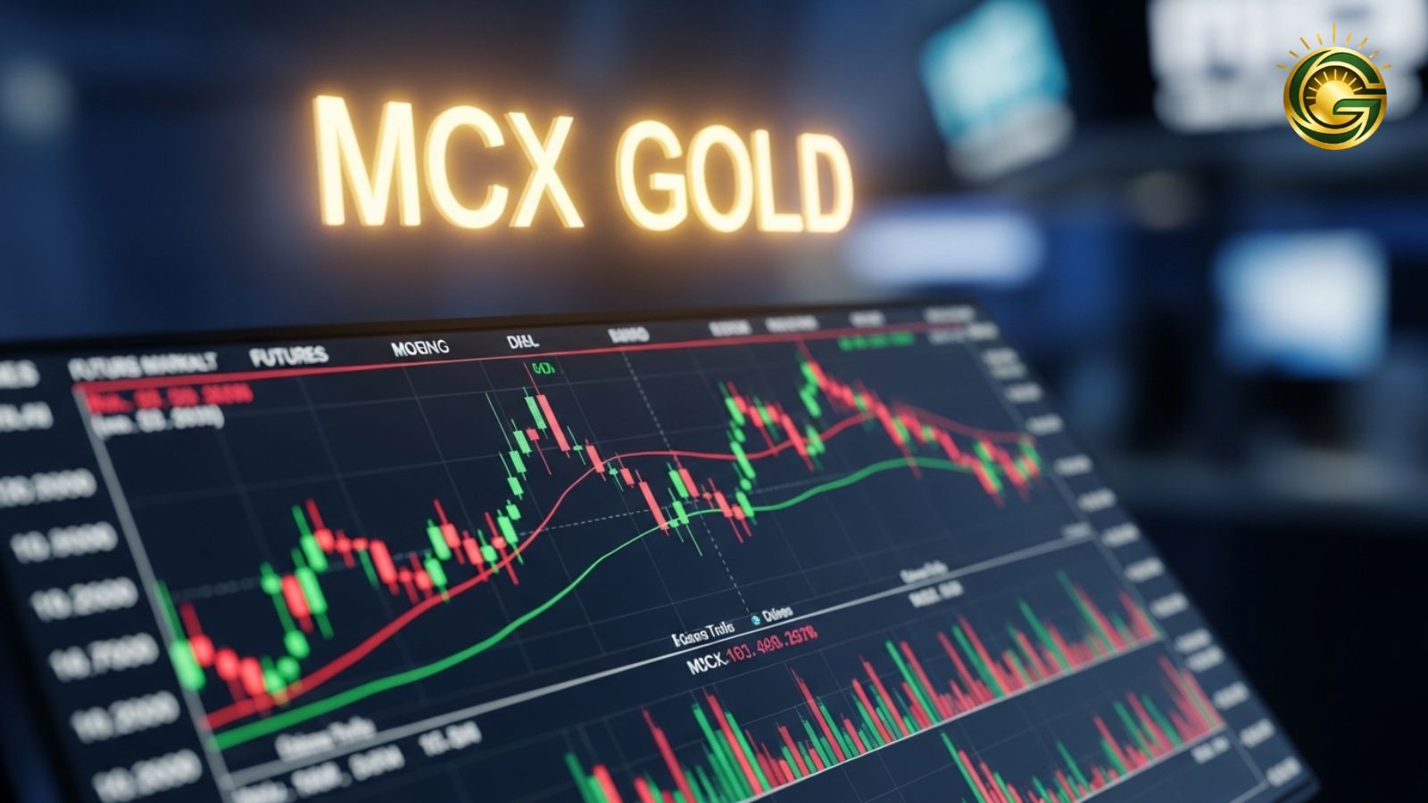 MCX Gold futures market showing a downward trend in prices.