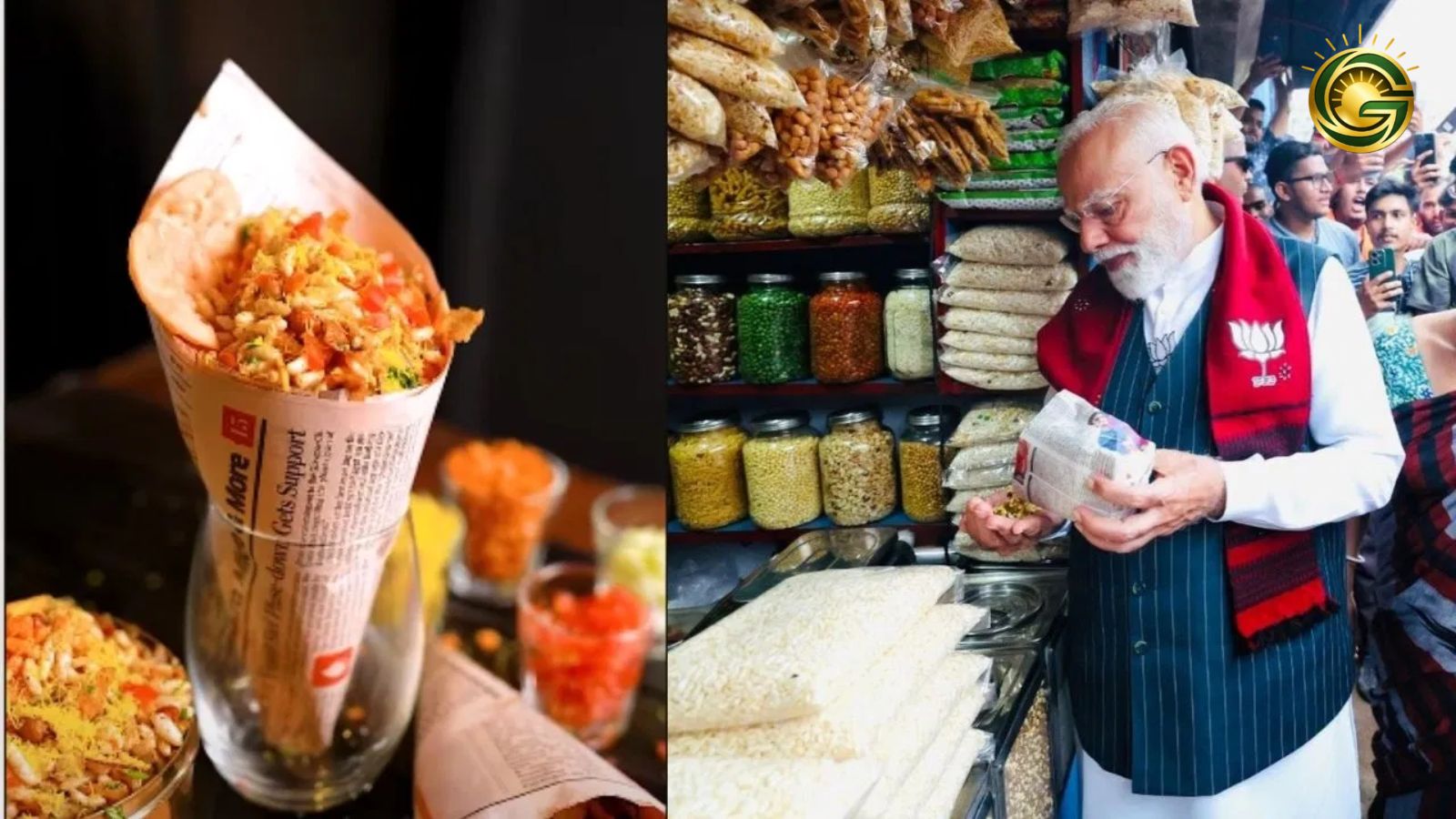 PM Narendra Modi enjoying Jhalmuri snack in Jhargram, West Bengal.