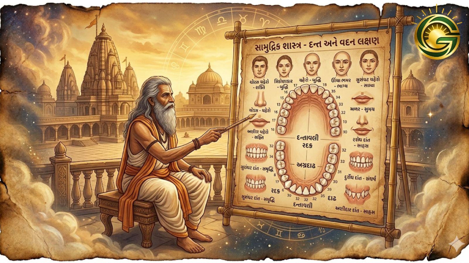 Ancient Samudrik Shastra chart explaining Hindu Physiognomy
