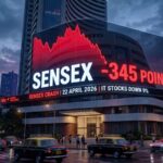 BSE Sensex and Nifty 50 stock market crash representation.