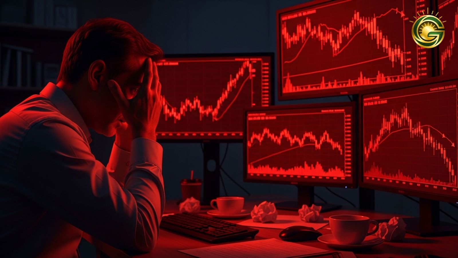 Worried Indian investor looking at huge losses in the share market due to market crash.