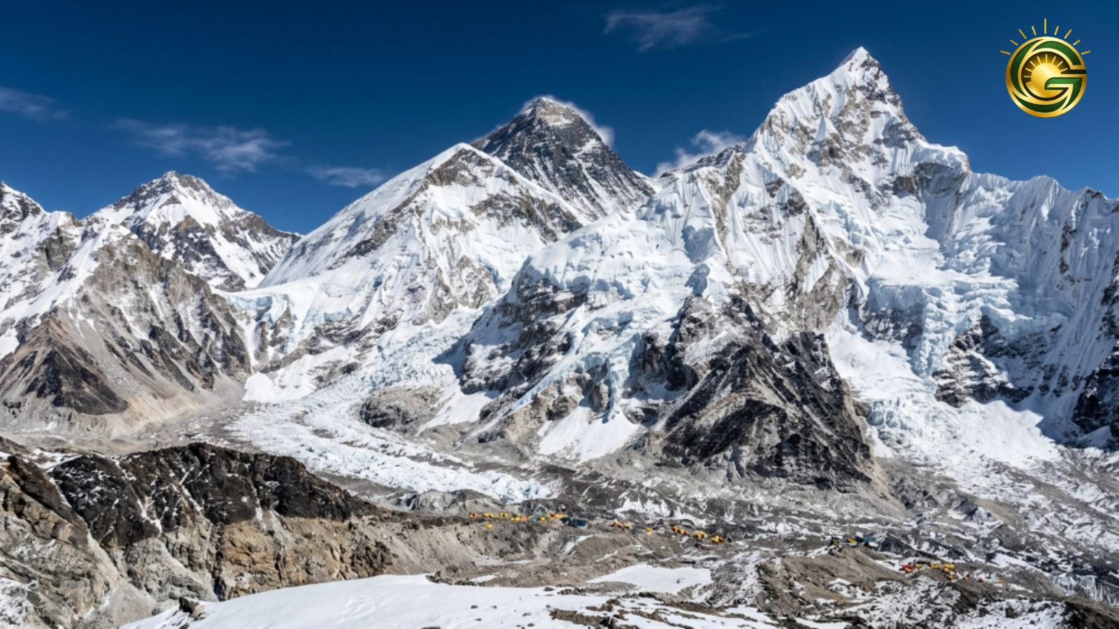 majestic and challenging peaks of Mount Everest covered in deep ice.